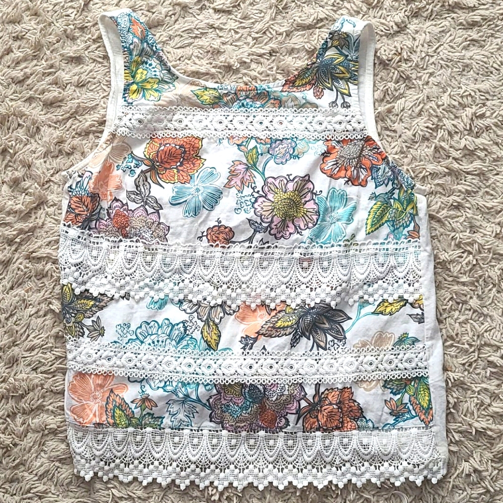 Next Lace Trim Floral Tank Ladies 12